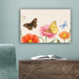Vlinders - Klaprozen - Illustratie - Kleurrijk canvas 2cm klein -sfeer4