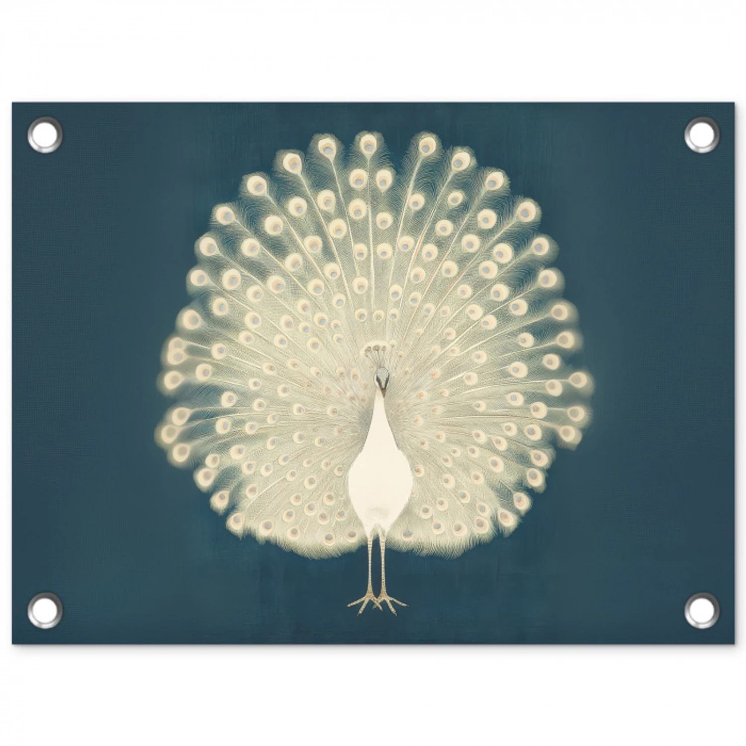 Vogel - Blauw - Vintage tuinposter los doek klein -3d