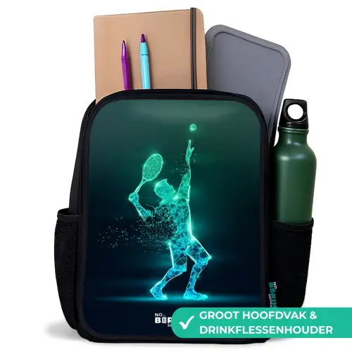 Digitale tennisspeler in futuristische stijl Rugzak - Zwart middel -inhoud_NL