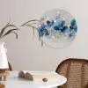 Bloemen - Blauw - Abstract Wandcirkel kunststof plaat 5mm dik klein -sfeer4