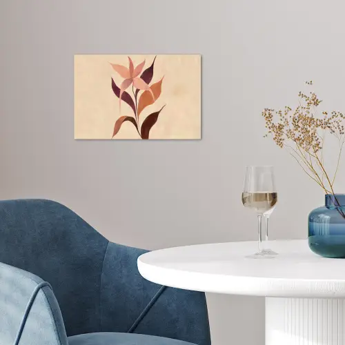 Minimalistisch - Bloem - Bladeren - Beige poster papier klein -sfeer3