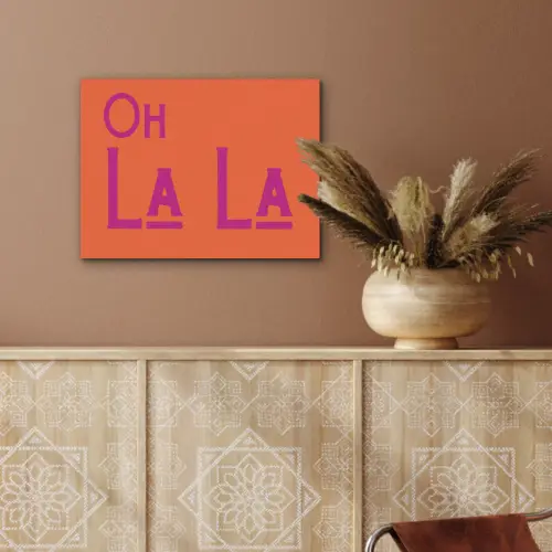 Oh la la - Oranje - Roze - Scheeflettertype PET vilt klein -sfeer4