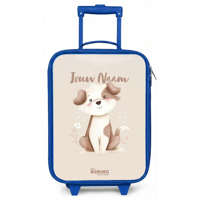 Hond in de kleuren bruin en beige Kinderkoffer - Blauw klein -zz3dotto
