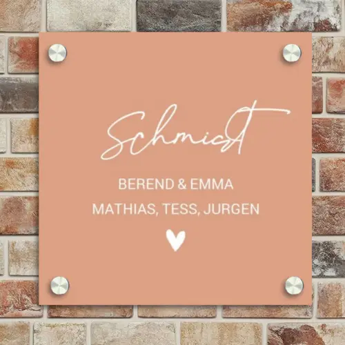 Zalmroze - Sierlijk Naambord Vierkant klein -sfeer2