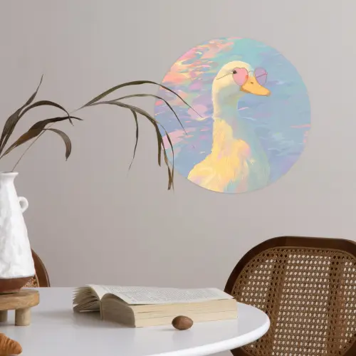 Eend - Zonnebril - Water Wandcirkel behangsticker klein -sfeer3