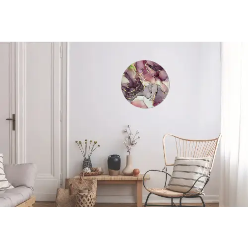 Marmer - Rood - Paars - Goud Wandcirkel aluminium klein -woonkamer