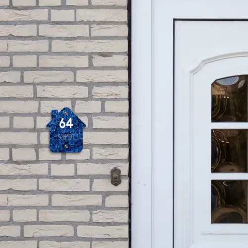 Blauwe rozen - Modern Naambord Huisje klein -sfeer1