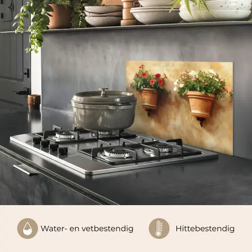 Bloempotten - Muur - Vintage keuken achterwand spatscherm klein -usp_NL