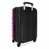 Roze en limoengroene hartjes op lichtroze achtergrond NBS - Handbagage koffer - Kinderen Unisex middel -achterkant