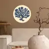 Blauw koraal - Vertakkingen - Beige Wandcirkel behangsticker klein -sfeer1