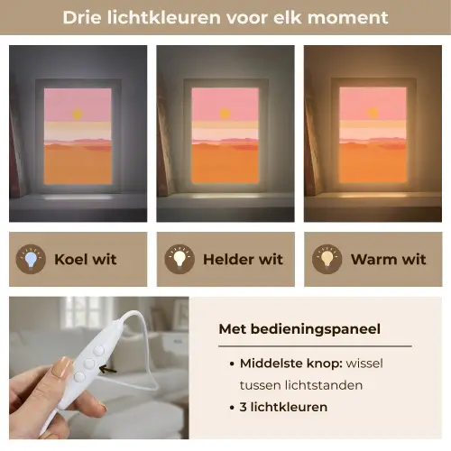 Zon - Abstract - Landschap - Oranje Light Box met kabel (Tafellamp) klein -USP_lichtkleurNL