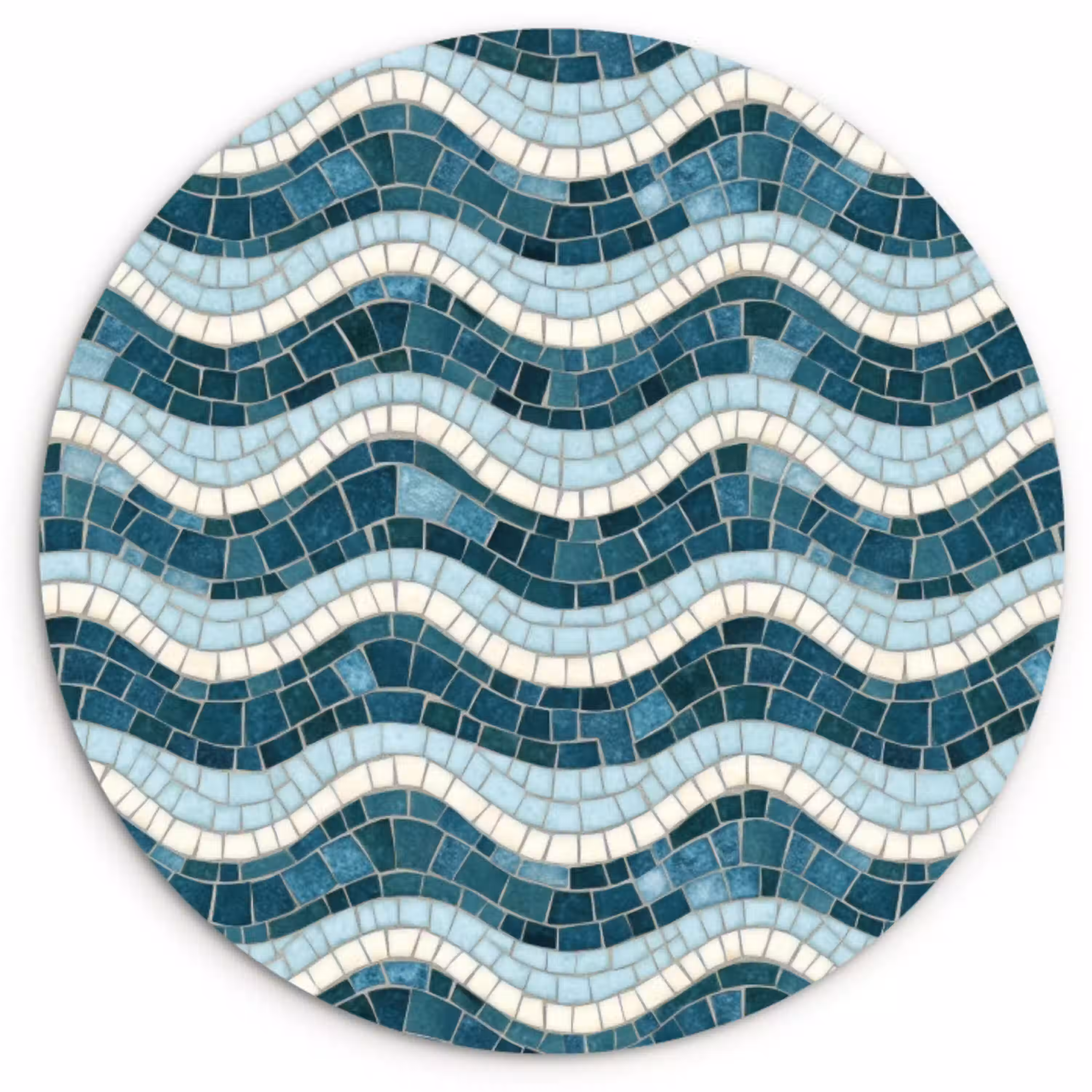Blauw - Wit - Mozaïek - Golvend Wandcirkel kunststof plaat 5mm dik klein 188 -3d