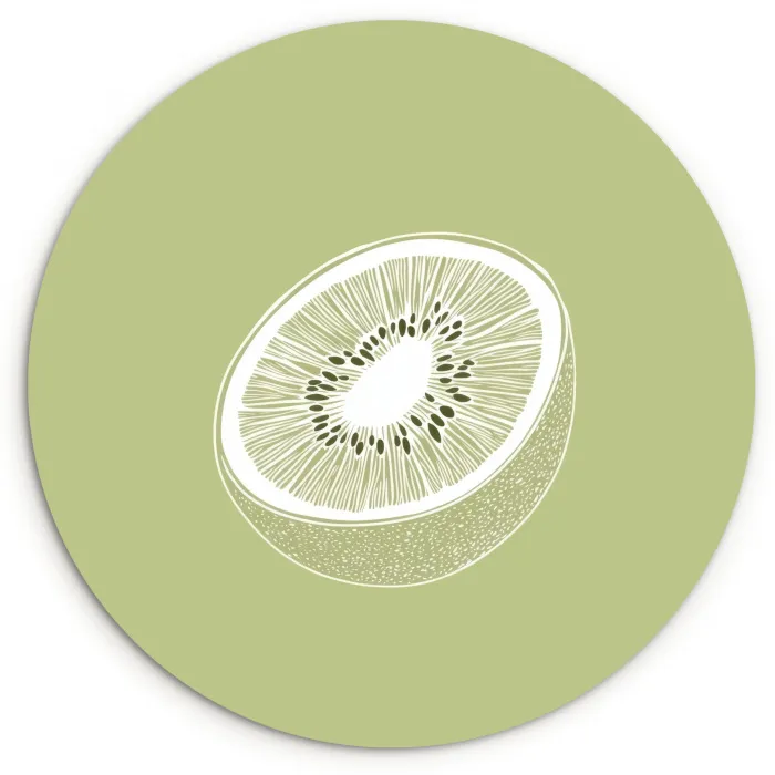 Kiwi - Lijntekening - Minimalistisch - Groen Wandcirkel plexiglas klein -3d