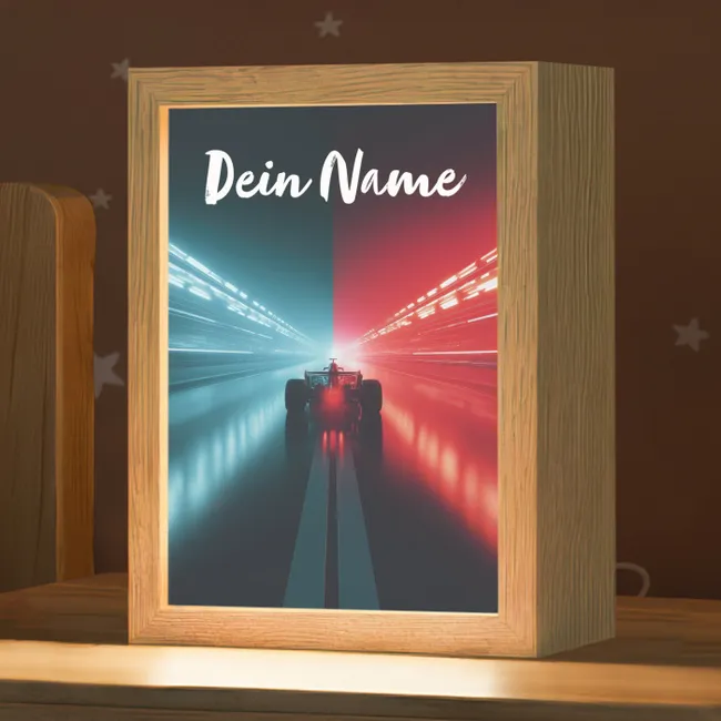 Nachtlicht Kinder mit Namen - Rennwagen - Beleuchtung - Neon - Rot