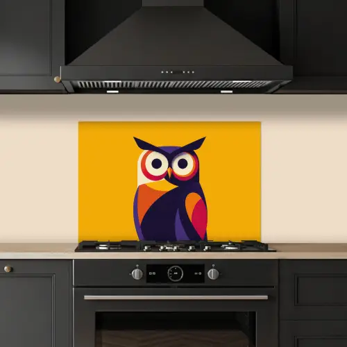 Uil - Grafisch - Kleurrijk - Ogen keuken achterwand spatscherm klein -sfeer1