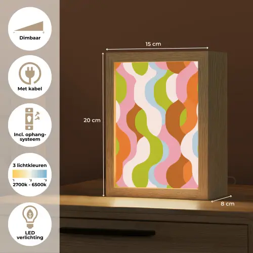 Abstract - Vormen - Roze Light Box met kabel (Tafellamp) klein -USP_NL