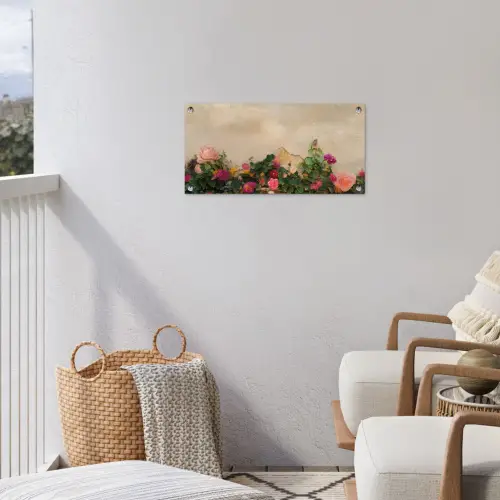 Rozen - Muur - Vintage tuinposter los doek klein -sfeer8