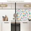 Patronen - Bloemen - Bladeren keuken achterwand 2 middel 871 -voor-na2_NL
