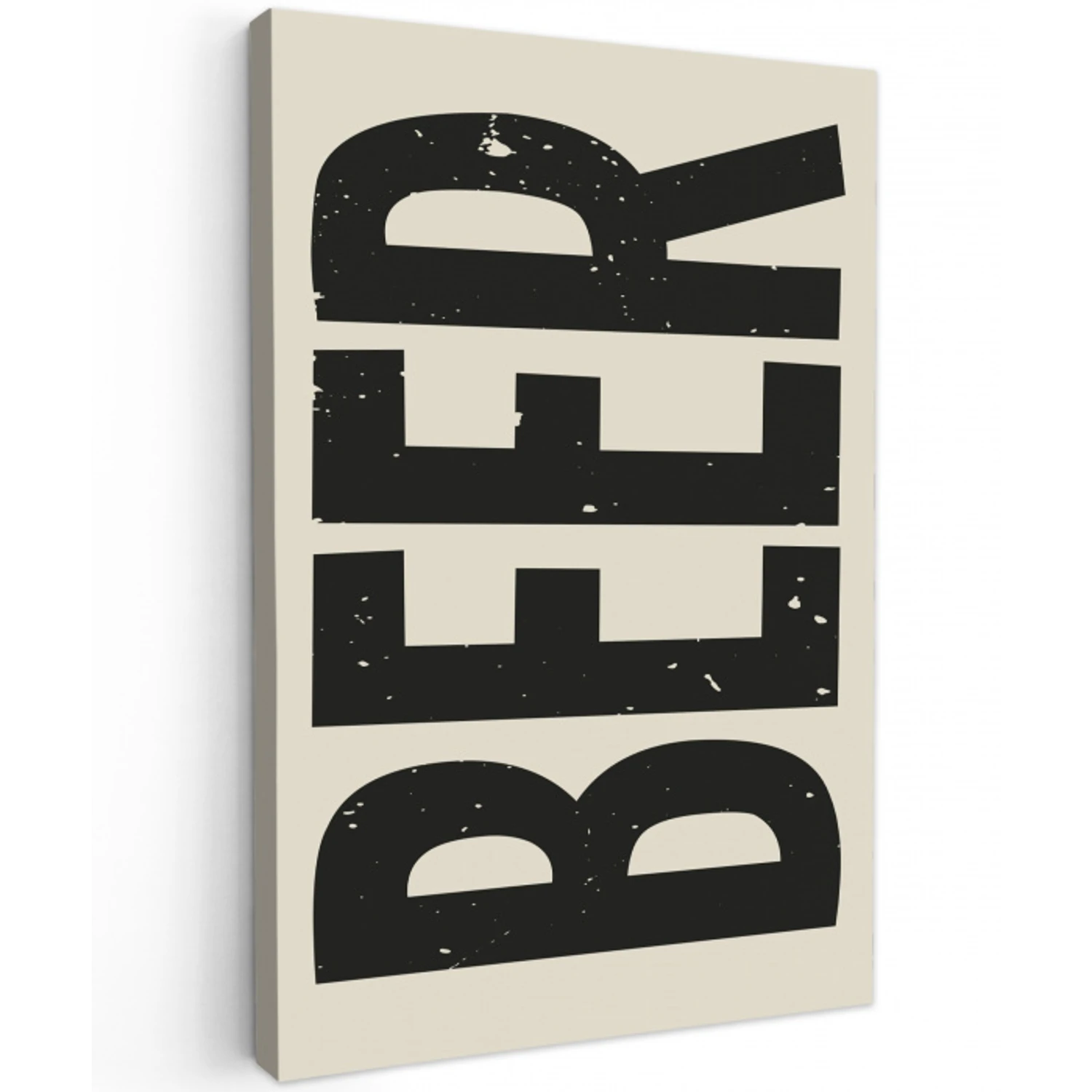 Beer - Vintage - Zwart - Beige Tuinposter op houten frame 2 cm dik klein -3d