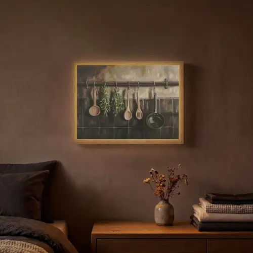 Keukengerei - Rustiek - Tegels - Kruiden Light Box met batterij (Wandlamp) middel -sfeer4
