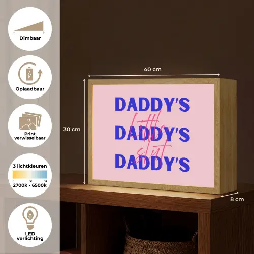 Daddy's - Blauw - Blokletters Light Box met batterij (Wandlamp) middel -USP_websiteoverzichtNL