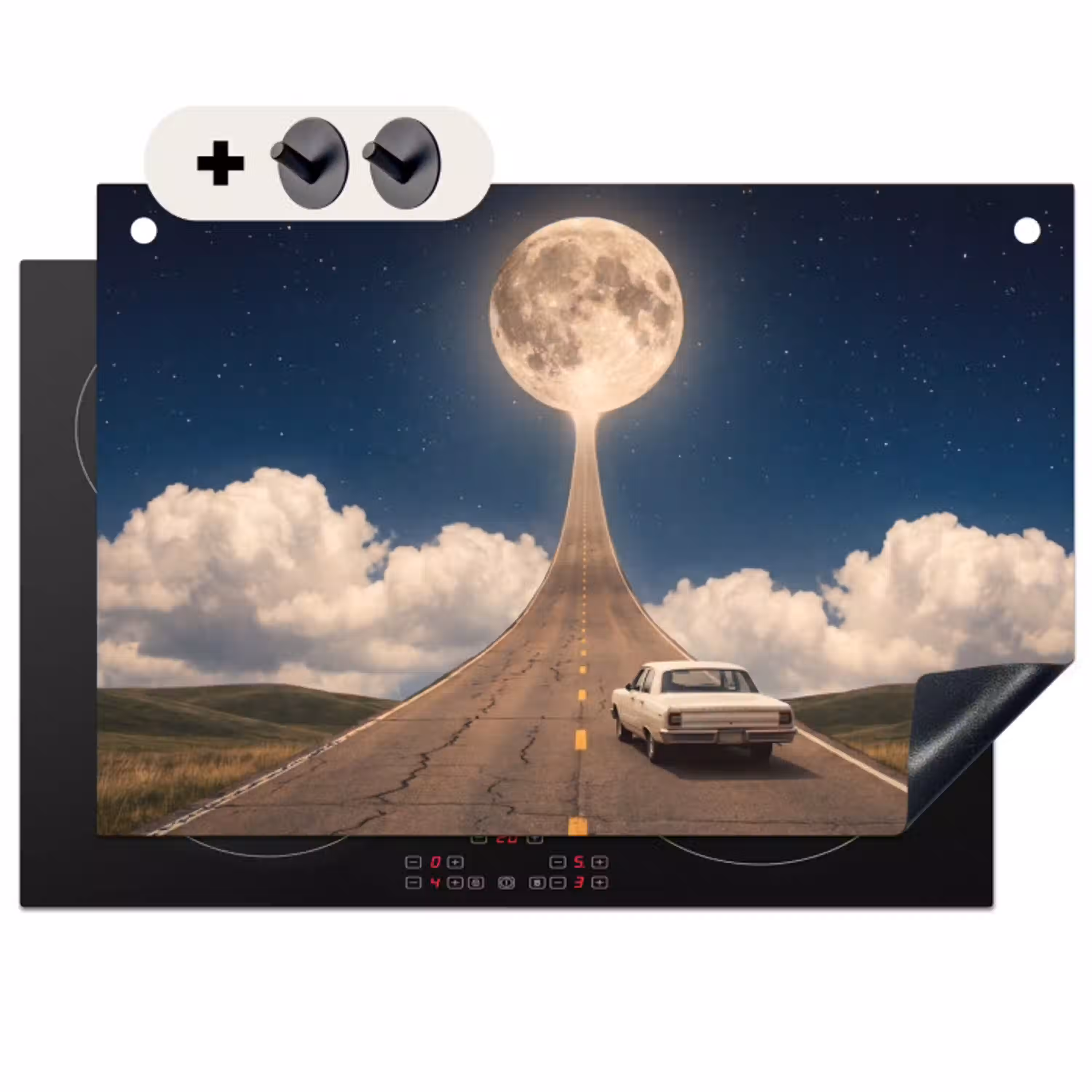 Weg - Maan - Nacht Inductie beschemer met haakjes klein -3d