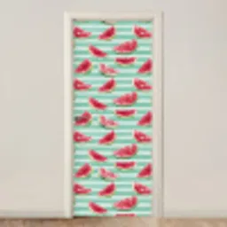 Watermeloen - Strepen - Groen deurposter klein 289 -3d_beige