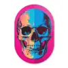 Neon - Blauw - Pop-art - Schedel Wandcirkel Ovaal Forex klein -3d