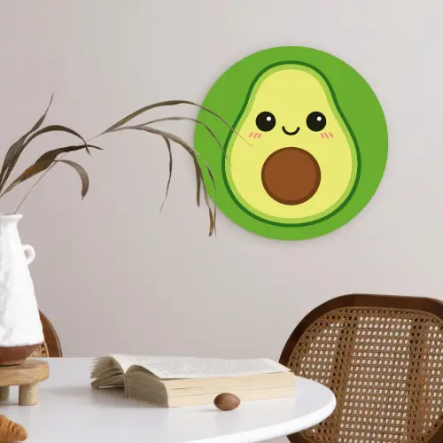 Avocado - Groen - Speels Wandcirkel kunststof plaat 5mm dik klein -sfeer4
