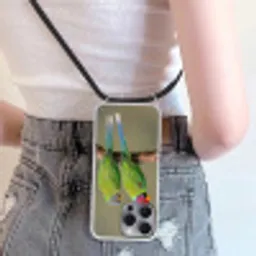 Papagaai - Tak - Natuur - Kleurrijk Hoesje iPhone 16 Pro Max met koord klein -sfeer5