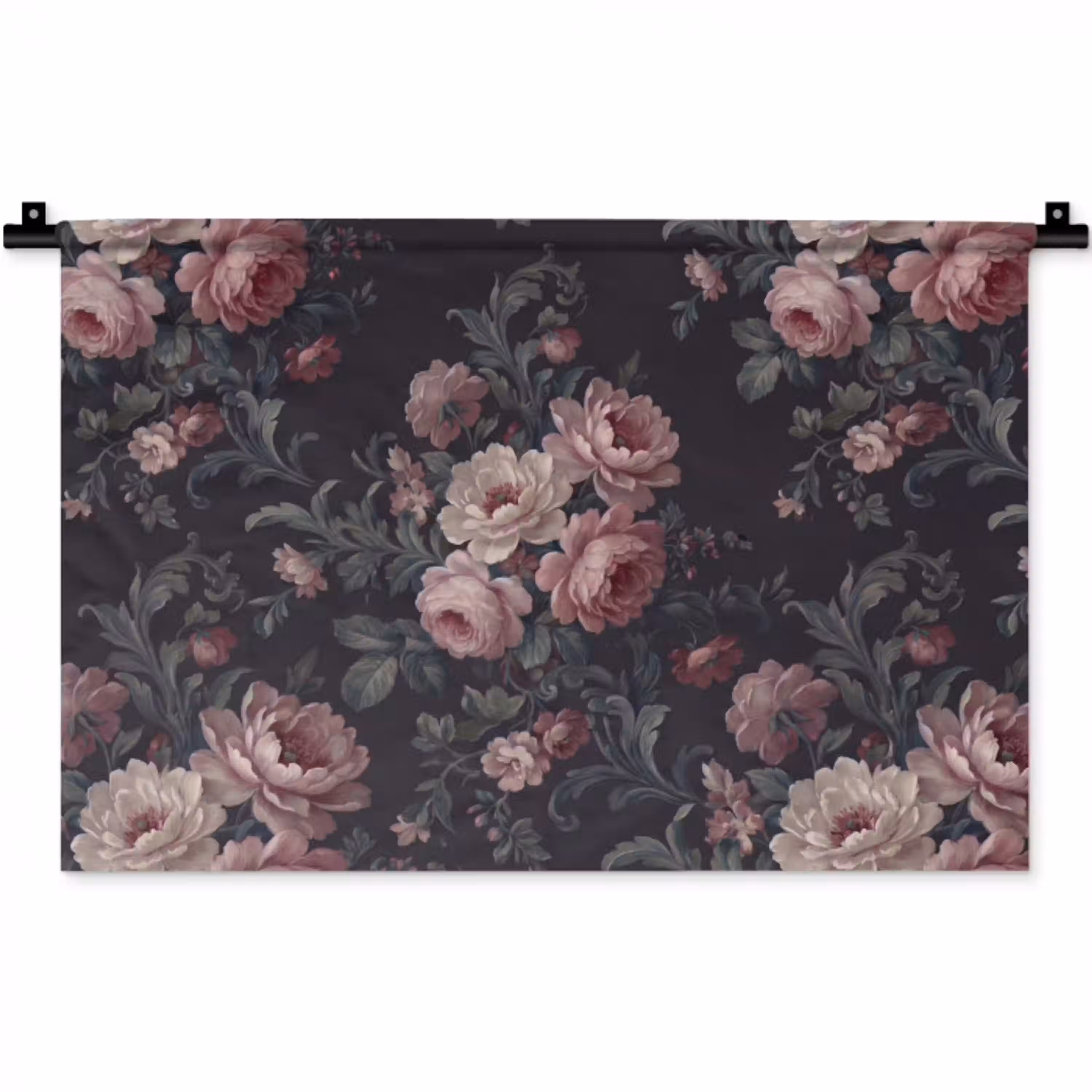 Bloemen - Patroon - Sierlijk - Roze - Donker Wandkleed katoen klein -zz3d