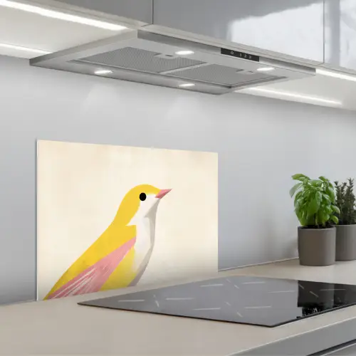 Vogel - Minimalistisch - Geel keuken achterwand spatscherm klein -3d_schuin
