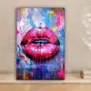 Graffiti - Lippen - Felroze - Geschilderd canvas 2cm klein -sfeer1