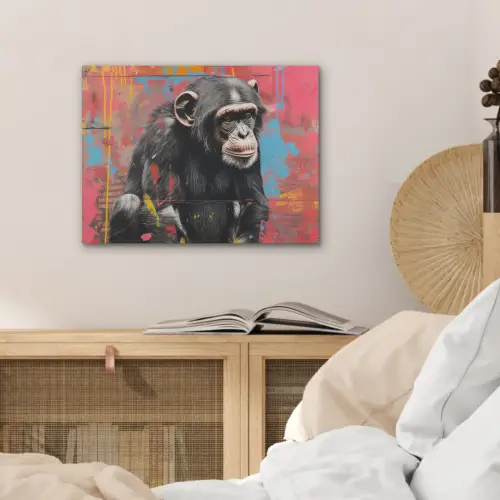 Graffiti - Chimpansee - Dieren - Street art - Banksy PET vilt klein -sfeer3