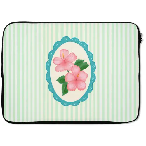 Bloemen - Ovaal - Strepen - Groen laptophoes neopreen klein -zkaufland3dotto