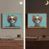 Vrouw - Blauw - Vlinder - Bloemen - Aesthetic Light Box met batterij (Wandlamp) middel -sfeer3