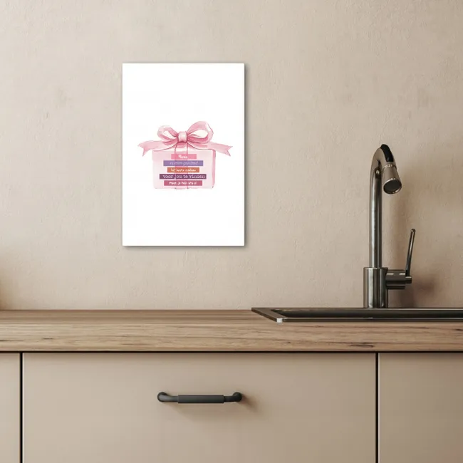 Cadeau - Strik - Tekst - Roze KitchenYeah - Keuken - Canvas klein -sfeer2