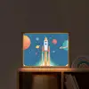 Raket - Planeten - Ruimte Light Box met batterij (Wandlamp kind) middel -sfeer1_kind