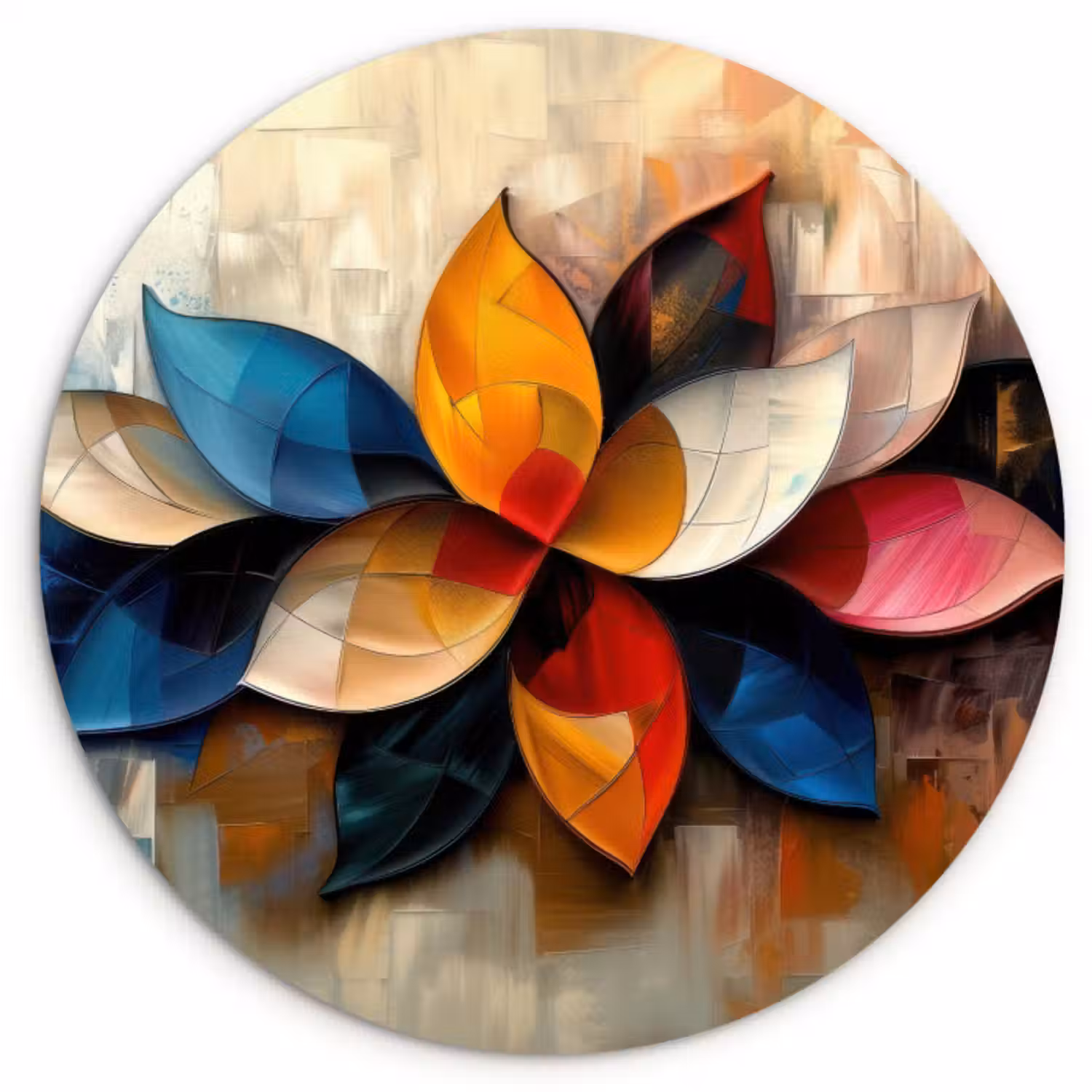 Muurcirkel - Bloem - Abstract - Kleurrijk - Bladeren