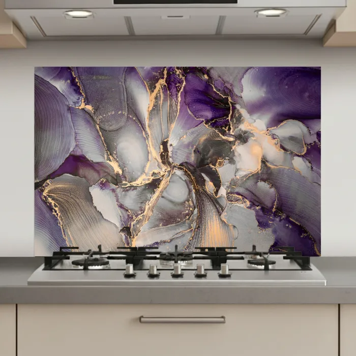 Goud - Paars - Marmer keuken achterwand spatscherm klein -3d_website