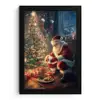 Kerstman - Haard - Donker fotolijst zwart zonder passe partout klein -3d