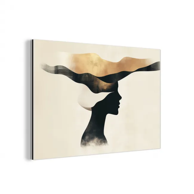 Vrouw - Golven - Zwart aluminium wit klein -3d