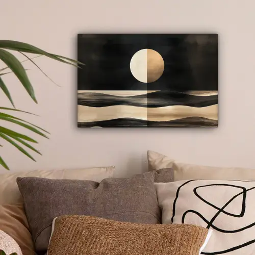 Maan - Cirkel - Goud canvas 2cm klein -sfeer1