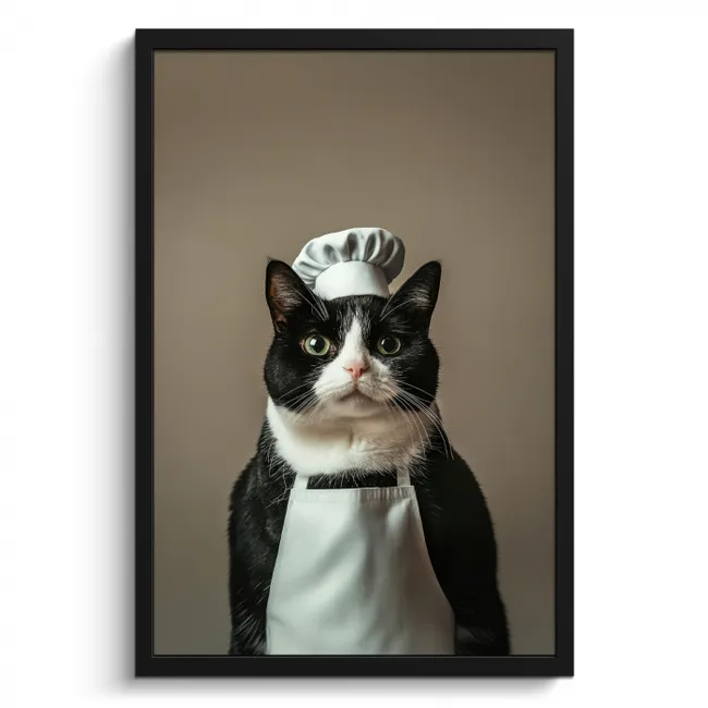Bilder mit Rahmen - Katze - Kochkleidung - Schwarz - Weiß