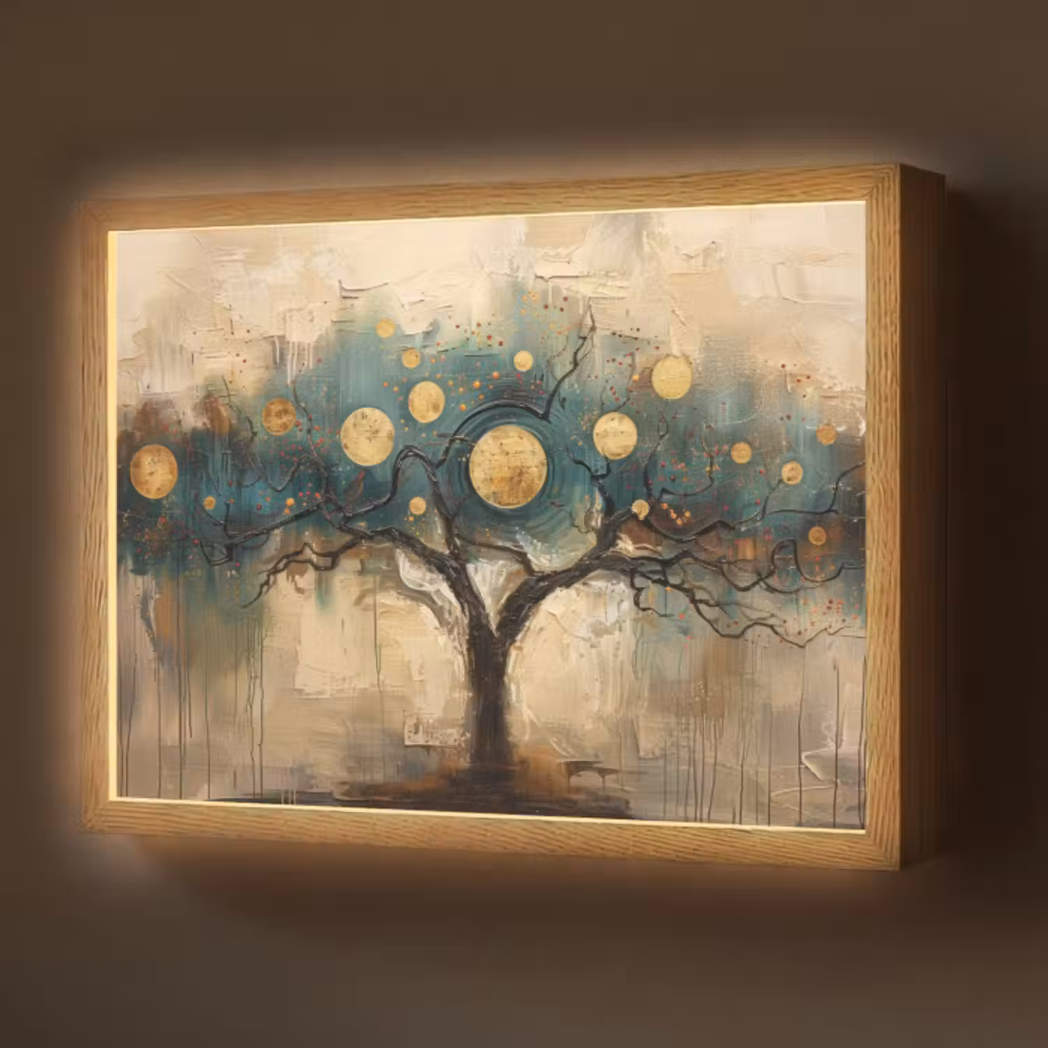 Lightbox - Wandlamp - Boom - Abstract - Bruin - Goud - Industrieel