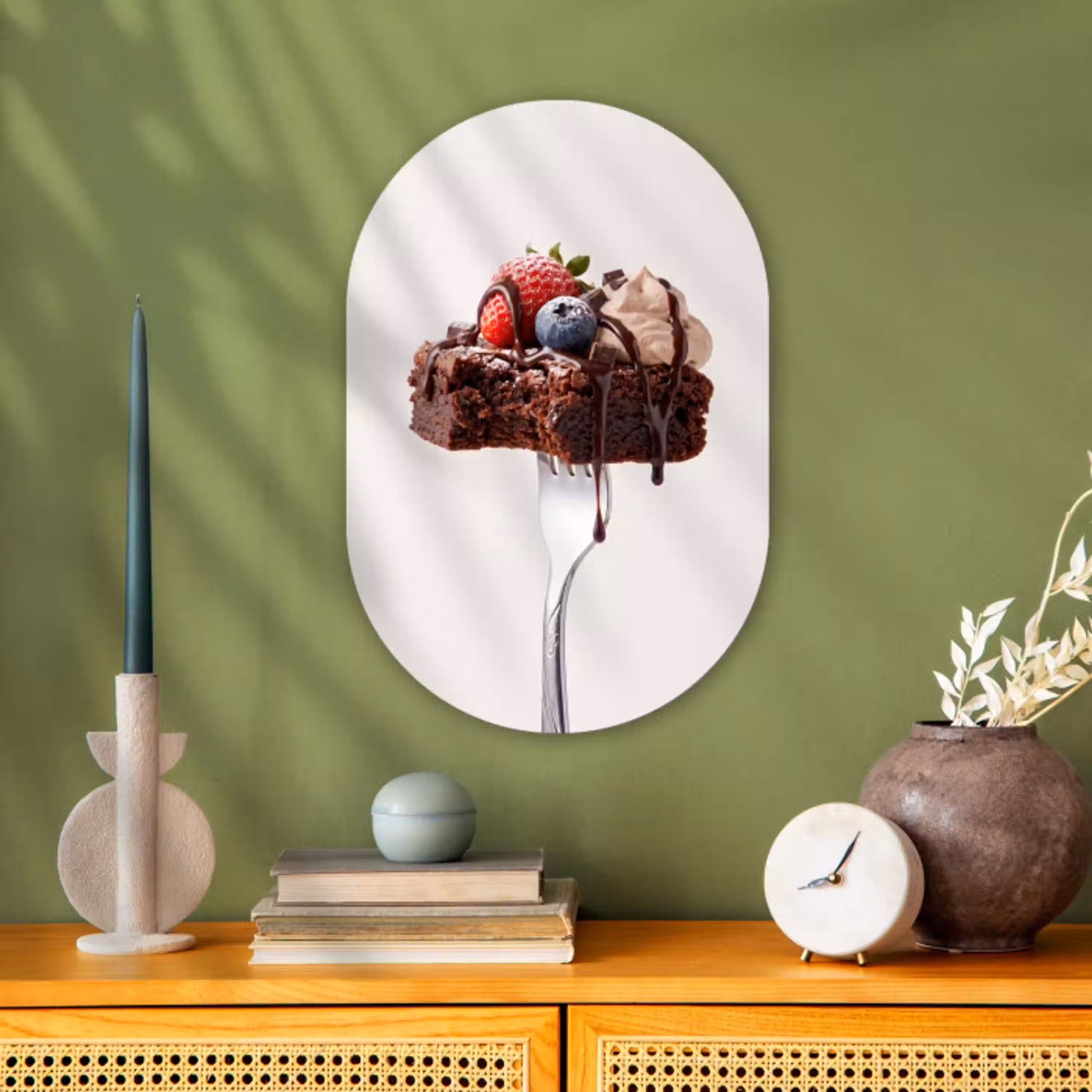 Vork - brownie - aardbei Wandcirkel Ovaal Forex klein -sfeer2