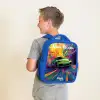 Sportauto - Groen - Verfstrepen - Kleuren Kinderrugzak - Blauw middel -sfeer2