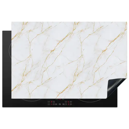 Wit - Marmer - Goud - Luxueus Inductie beschermer vinyl 3mm klein 276 -3d