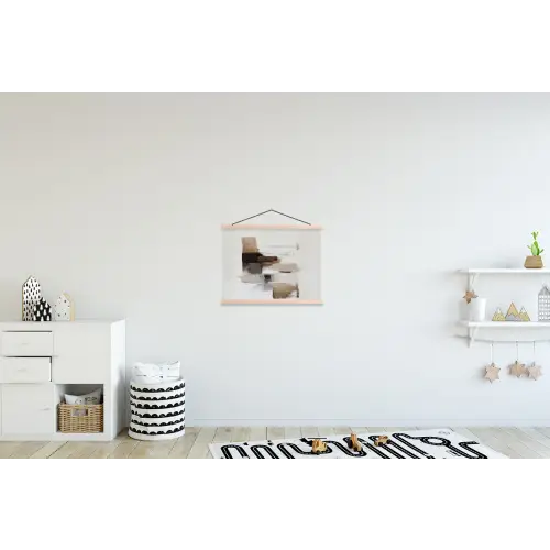 Penseelstreken - Balans - Beige - Bruin textielposter latten blank klein -kinderkamer