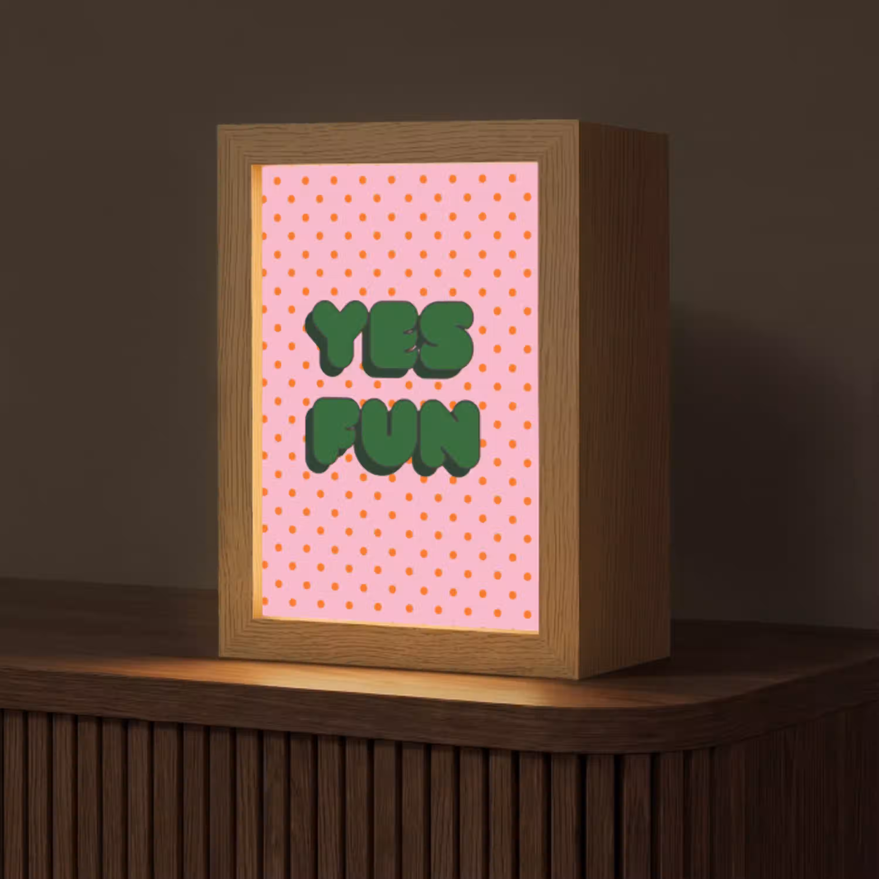 Yes fun - Groen - Roze - Stippen Light Box met kabel (Tafellamp) klein -z3d_website